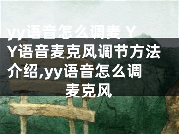 yy語音怎么調(diào)麥 YY語音麥克風(fēng)調(diào)節(jié)方法介紹,yy語音怎么調(diào)麥克風(fēng)