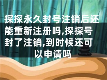 探探永久封號(hào)注銷(xiāo)后還能重新注冊(cè)嗎,探探號(hào)封了注銷(xiāo),到時(shí)候還可以申請(qǐng)嗎