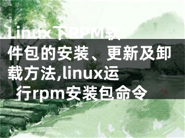 Linux下RPM軟件包的安裝、更新及卸載方法,linux運行rpm安裝包命令