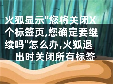 火狐顯示"您將關閉X個標簽頁,您確定要繼續(xù)嗎"怎么辦,火狐退出時關閉所有標簽