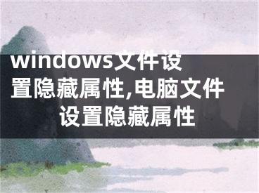 windows文件設(shè)置隱藏屬性,電腦文件設(shè)置隱藏屬性