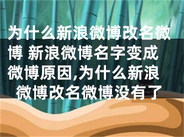 為什么新浪微博改名微博 新浪微博名字變成微博原因,為什么新浪微博改名微博沒有了