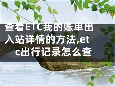 查看ETC我的賬單出入站詳情的方法,etc出行記錄怎么查