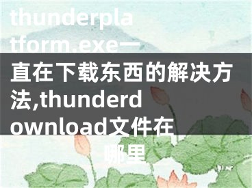 thunderplatform.exe一直在下載東西的解決方法,thunderdownload文件在哪里