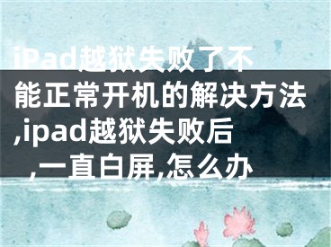 iPad越獄失敗了不能正常開機(jī)的解決方法,ipad越獄失敗后,一直白屏,怎么辦