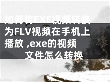 如何將EXE視頻轉(zhuǎn)換為FLV視頻在手機(jī)上播放 ,exe的視頻文件怎么轉(zhuǎn)換