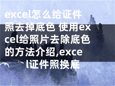 excel怎么給證件照去掉底色 使用excel給照片去除底色的方法介紹,excel證件照換底