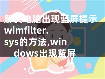 解決電腦出現(xiàn)藍(lán)屏提示wimfilter.sys的方法,windows出現(xiàn)藍(lán)屏