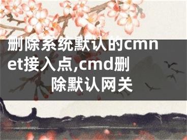 刪除系統(tǒng)默認(rèn)的cmnet接入點(diǎn),cmd刪除默認(rèn)網(wǎng)關(guān)