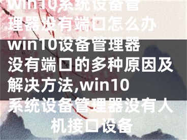 win10系統(tǒng)設(shè)備管理器沒(méi)有端口怎么辦 win10設(shè)備管理器沒(méi)有端口的多種原因及解決方法,win10系統(tǒng)設(shè)備管理器沒(méi)有人機(jī)接口設(shè)備