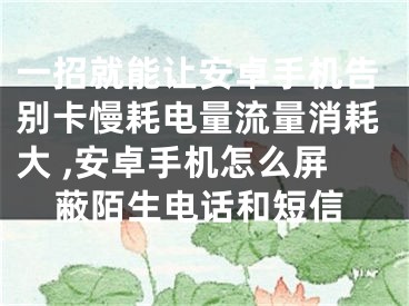 一招就能讓安卓手機告別卡慢耗電量流量消耗大 ,安卓手機怎么屏蔽陌生電話和短信