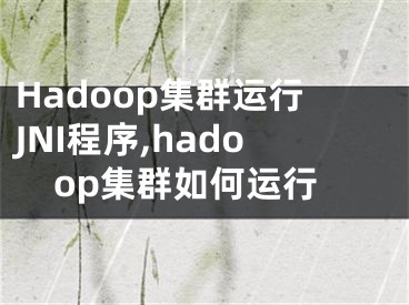 Hadoop集群運(yùn)行JNI程序,hadoop集群如何運(yùn)行