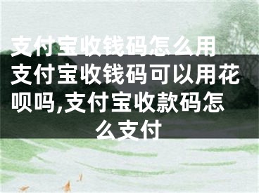 支付寶收錢(qián)碼怎么用 支付寶收錢(qián)碼可以用花唄嗎,支付寶收款碼怎么支付