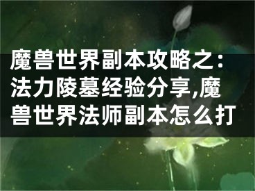 魔獸世界副本攻略之：法力陵墓經(jīng)驗分享,魔獸世界法師副本怎么打