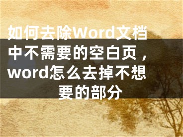 如何去除Word文檔中不需要的空白頁 ,word怎么去掉不想要的部分