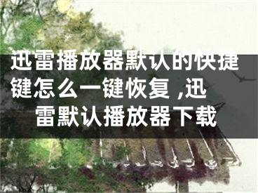 迅雷播放器默認的快捷鍵怎么一鍵恢復(fù) ,迅雷默認播放器下載