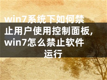 win7系統(tǒng)下如何禁止用戶使用控制面板,win7怎么禁止軟件運行