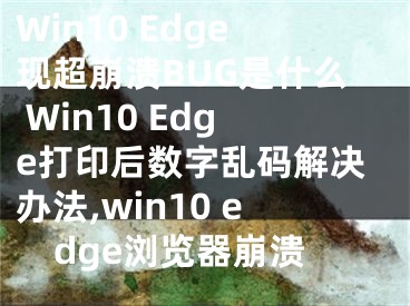 Win10 Edge現(xiàn)超崩潰BUG是什么 Win10 Edge打印后數(shù)字亂碼解決辦法,win10 edge瀏覽器崩潰