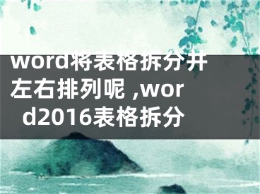 word將表格拆分并左右排列呢 ,word2016表格拆分