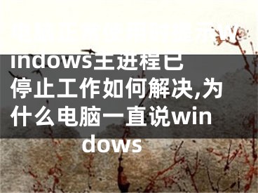 電腦正常使用時提示W(wǎng)indows主進(jìn)程已停止工作如何解決,為什么電腦一直說windows