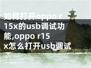 如何打開oppo r15x的usb調試功能,oppo r15x怎么打開usb調試