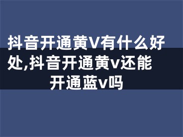 抖音開通黃V有什么好處,抖音開通黃v還能開通藍v嗎