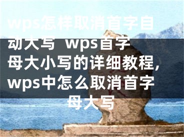 wps怎樣取消首字自動大寫  wps首字母大小寫的詳細(xì)教程,wps中怎么取消首字母大寫