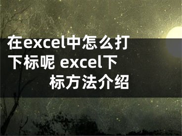 在excel中怎么打下標(biāo)呢 excel下標(biāo)方法介紹