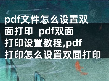 pdf文件怎么設(shè)置雙面打印  pdf雙面打印設(shè)置教程,pdf打印怎么設(shè)置雙面打印