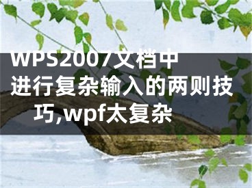 WPS2007文檔中進行復(fù)雜輸入的兩則技巧,wpf太復(fù)雜