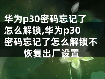 華為p30密碼忘記了怎么解鎖,華為p30密碼忘記了怎么解鎖不恢復(fù)出廠設(shè)置