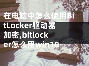 在電腦中怎么使用BitLocker驅(qū)動器加密,bitlocker怎么用win10