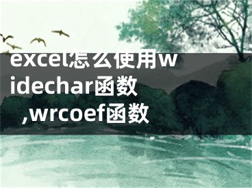 excel怎么使用widechar函數(shù) ,wrcoef函數(shù)