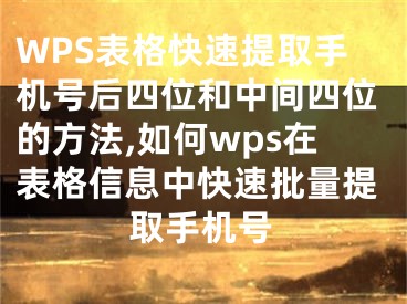 WPS表格快速提取手機(jī)號后四位和中間四位的方法,如何wps在表格信息中快速批量提取手機(jī)號