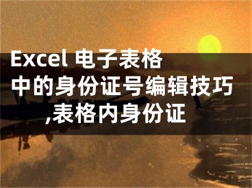 Excel 電子表格中的身份證號(hào)編輯技巧,表格內(nèi)身份證