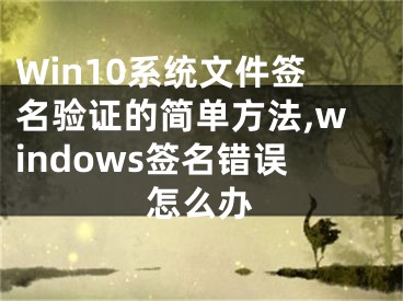 Win10系統(tǒng)文件簽名驗證的簡單方法,windows簽名錯誤怎么辦