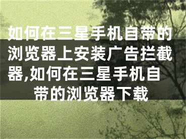 如何在三星手機(jī)自帶的瀏覽器上安裝廣告攔截器,如何在三星手機(jī)自帶的瀏覽器下載