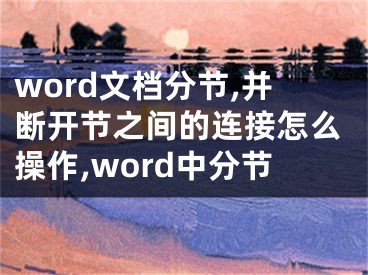 word文檔分節(jié),并斷開節(jié)之間的連接怎么操作,word中分節(jié)