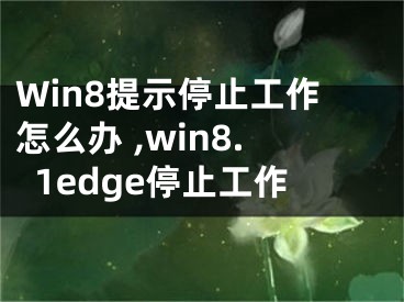 Win8提示停止工作怎么辦 ,win8.1edge停止工作