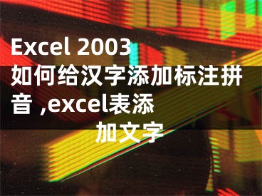 Excel 2003如何給漢字添加標(biāo)注拼音 ,excel表添加文字