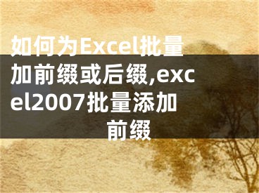 如何為Excel批量加前綴或后綴,excel2007批量添加前綴