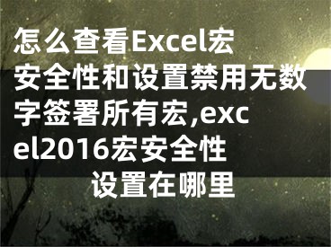 怎么查看Excel宏安全性和設(shè)置禁用無數(shù)字簽署所有宏,excel2016宏安全性設(shè)置在哪里