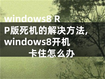 windows8 RP版死機的解決方法,windows8開機卡住怎么辦