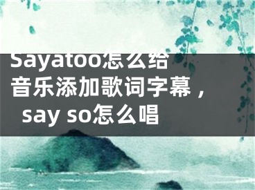 Sayatoo怎么給音樂添加歌詞字幕 ,say so怎么唱