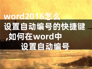 word2016怎么設置自動編號的快捷鍵 ,如何在word中設置自動編號