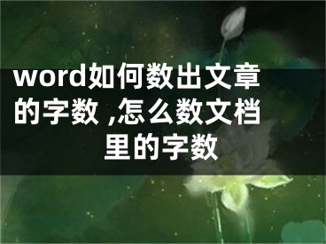 word如何數(shù)出文章的字?jǐn)?shù) ,怎么數(shù)文檔里的字?jǐn)?shù)