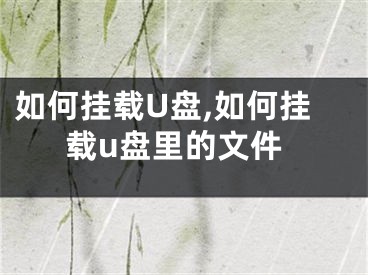 如何掛載U盤,如何掛載u盤里的文件