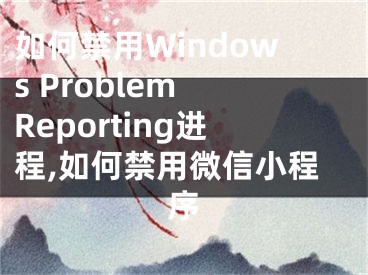 如何禁用Windows Problem Reporting進(jìn)程,如何禁用微信小程序