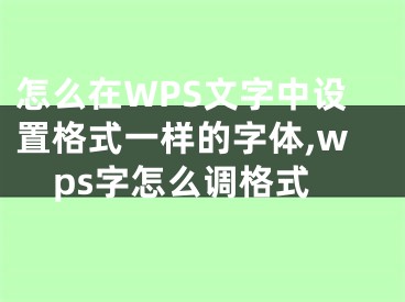 怎么在WPS文字中設置格式一樣的字體,wps字怎么調(diào)格式