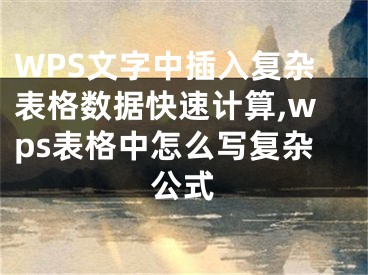 WPS文字中插入復(fù)雜表格數(shù)據(jù)快速計算,wps表格中怎么寫復(fù)雜公式